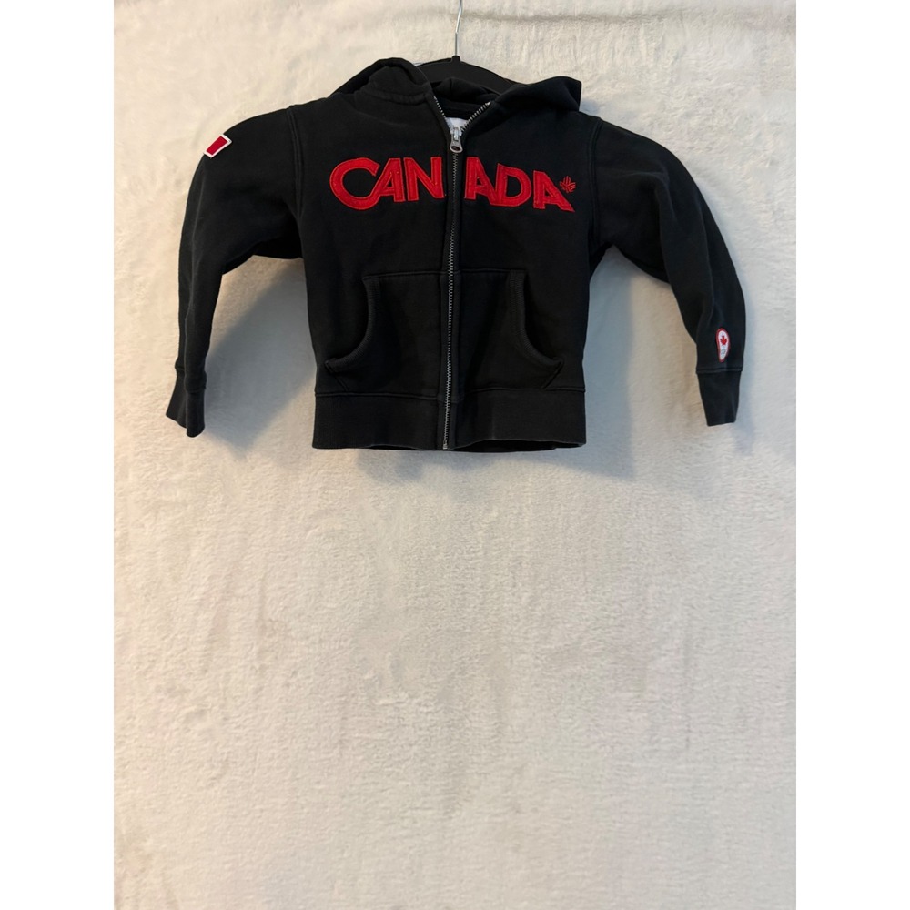 Hudson's Bay Team Canada Olympic Hoodie Boys Size 2 Black Zip Up Sweatshirt